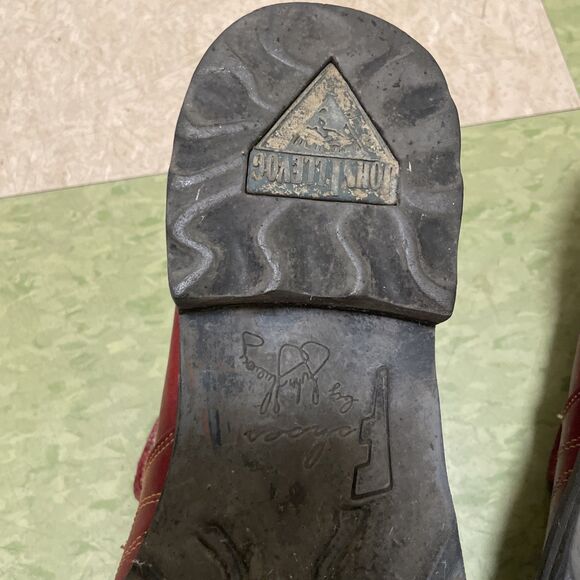 John Fluevog Shoes Red Leather Chunky Platform Grunge 10 Slip On - Picture 7 of 12